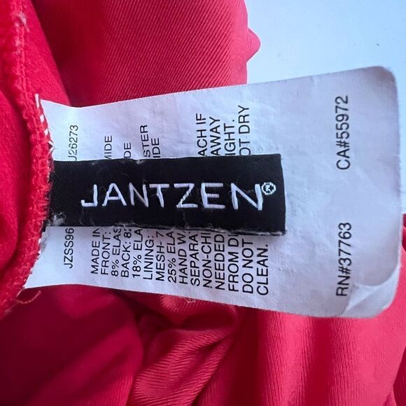 Jantzen woman's deep coral pink one piece swimsuit, ruched, size 14 - Picture 3 of 6